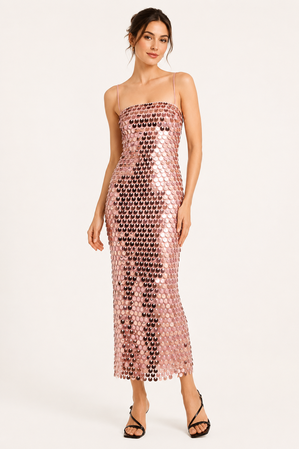 Elegantes Midi-Cocktailkleid mit glänzender Oberfläche - Senta