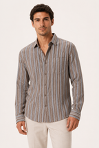 Herren Sommer casual smart casual vertikal gestreiftes Hemd - Ralf