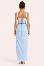 Langes Blumenkleid für Damen mit Schlitz, ideal für Hochzeiten – Lena