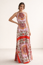 Langes Bohème-Trägerkleid mit Druck - Elisa