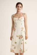 Damen Midikleid Frühling leichter Blumendruck - Lirena