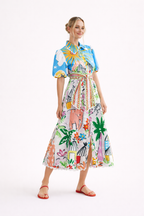 Damen Midikleid Frühling Sommer tropische Kunstdruck - Zafrina