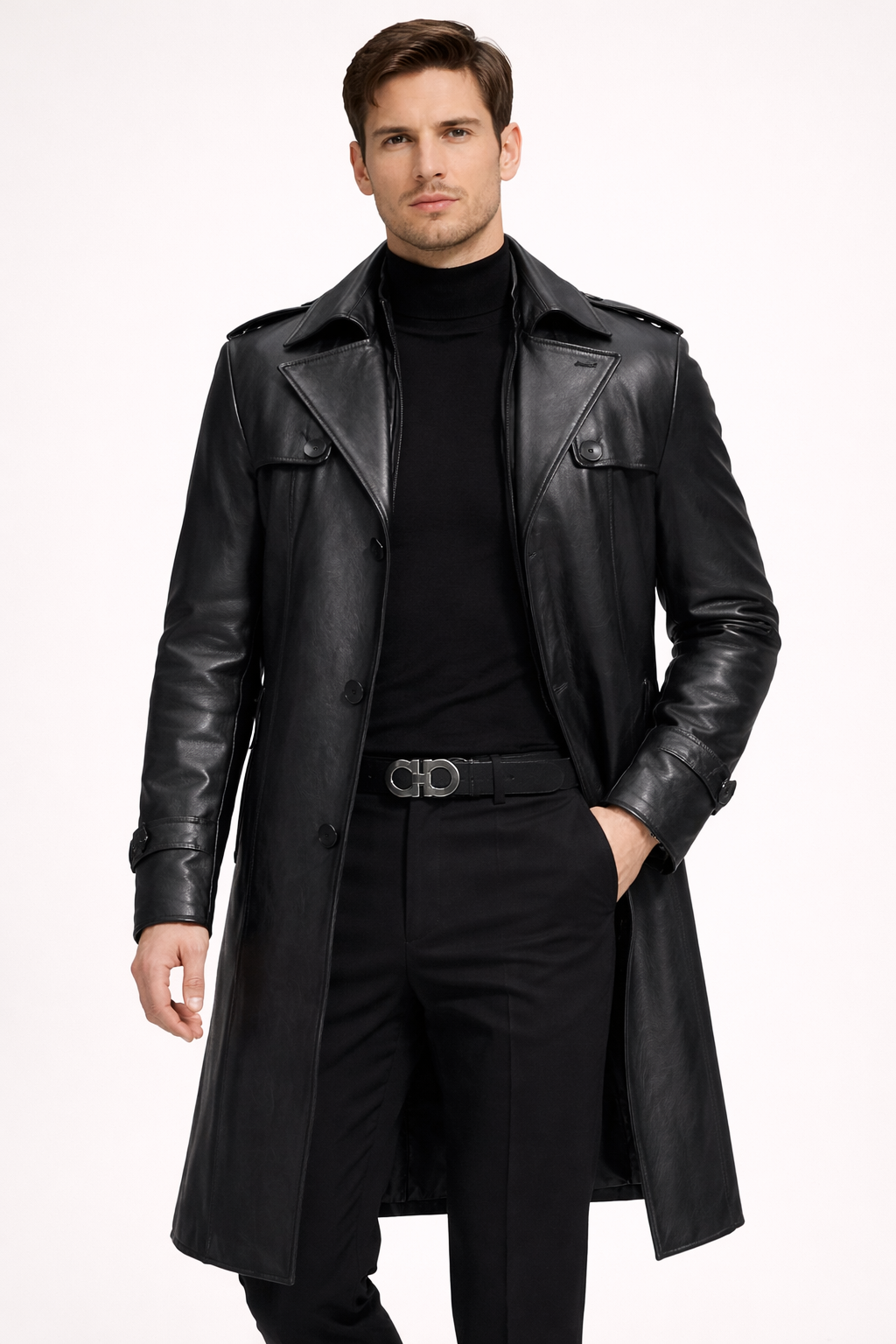 Lange elegante Herrenjacke in Lederoptik - Auren