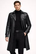 Lange elegante Herrenjacke in Lederoptik - Auren