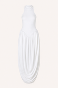 Langes Sommerkleid für Damen mit Halterkragen und fließendem Rock – Liv
