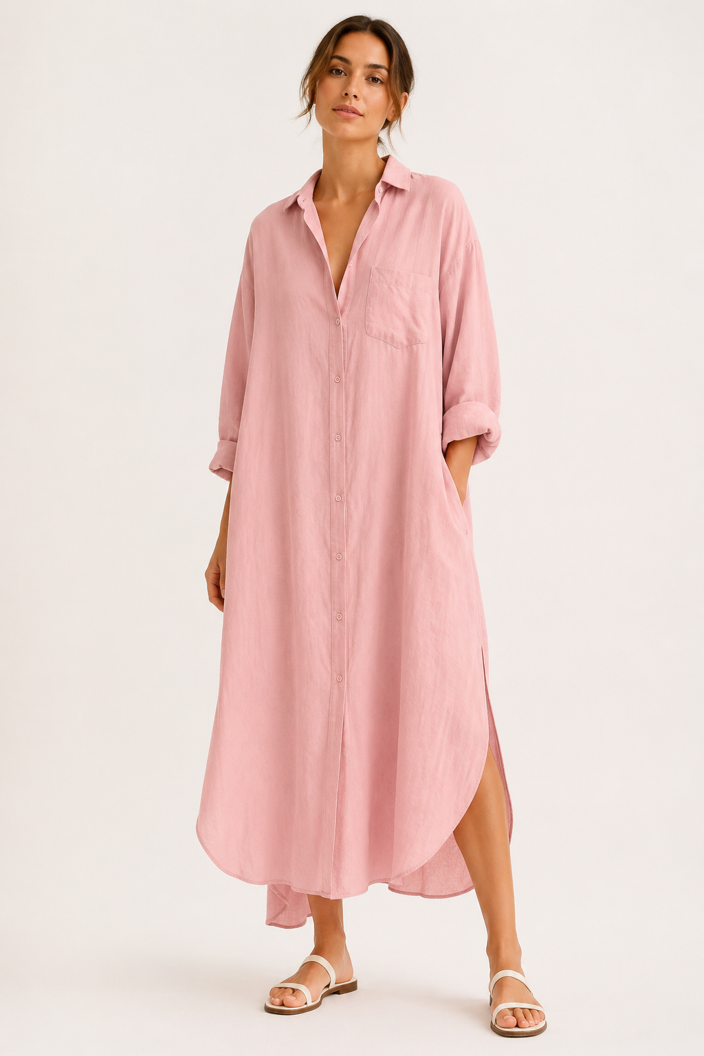 Langes Hemdblusenkleid für Frauen - Shanik
