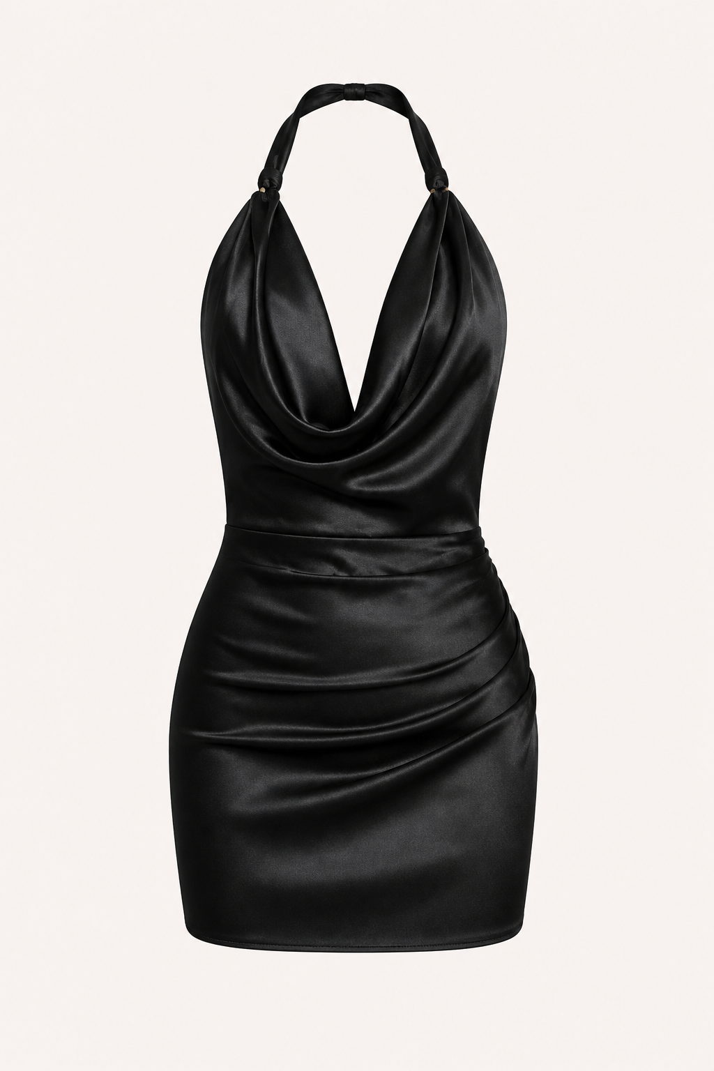 Kurzes Damenkleid mit drapierten Trägern, drapierter Ausschnitt, schmale Passform, Partykleid - Kaela