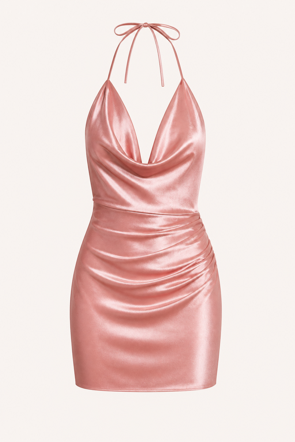 Kurzes Damenkleid mit drapierten Trägern, drapierter Ausschnitt, schmale Passform, Partykleid - Kaela