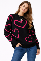 Damen Strickpulli mit Herzen - Karsvi
