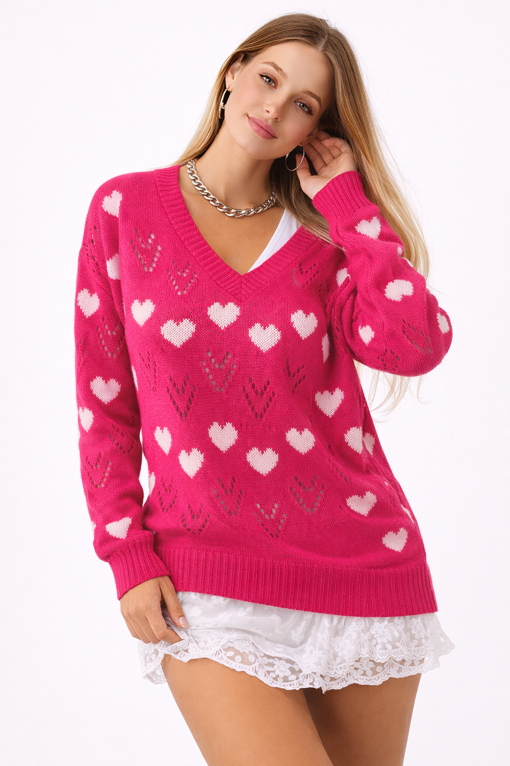Damen Strickpullover mit V-Ausschnitt - Svala