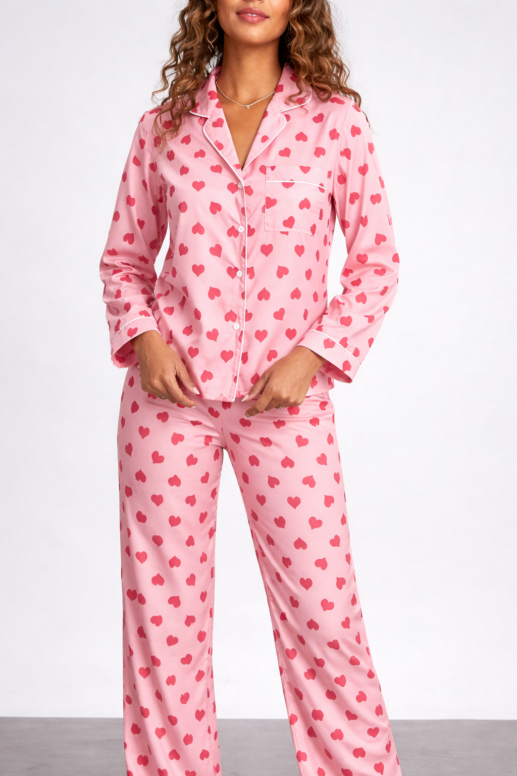 Damen-Pyjama-Set mit bedrucktem Shirt und Hose - Yena