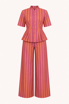 Elegantes Set aus kurzärmeliger Bluse und Hose – Caussie