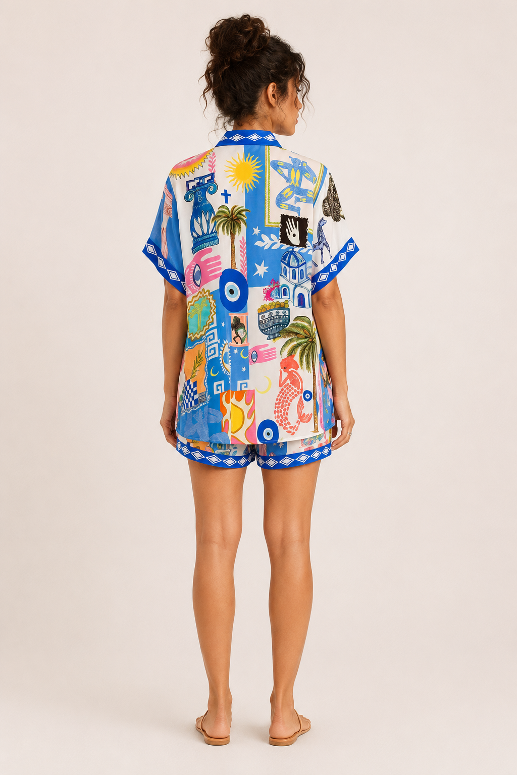Damenset bedruckte Bluse Sommer Shorts - Tabea