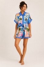 Damenset bedruckte Bluse Sommer Shorts - Tabea
