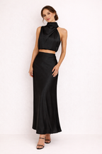Set langer Rock und elegantes drapiertes Neckholder-Top für Frauen - Marlene