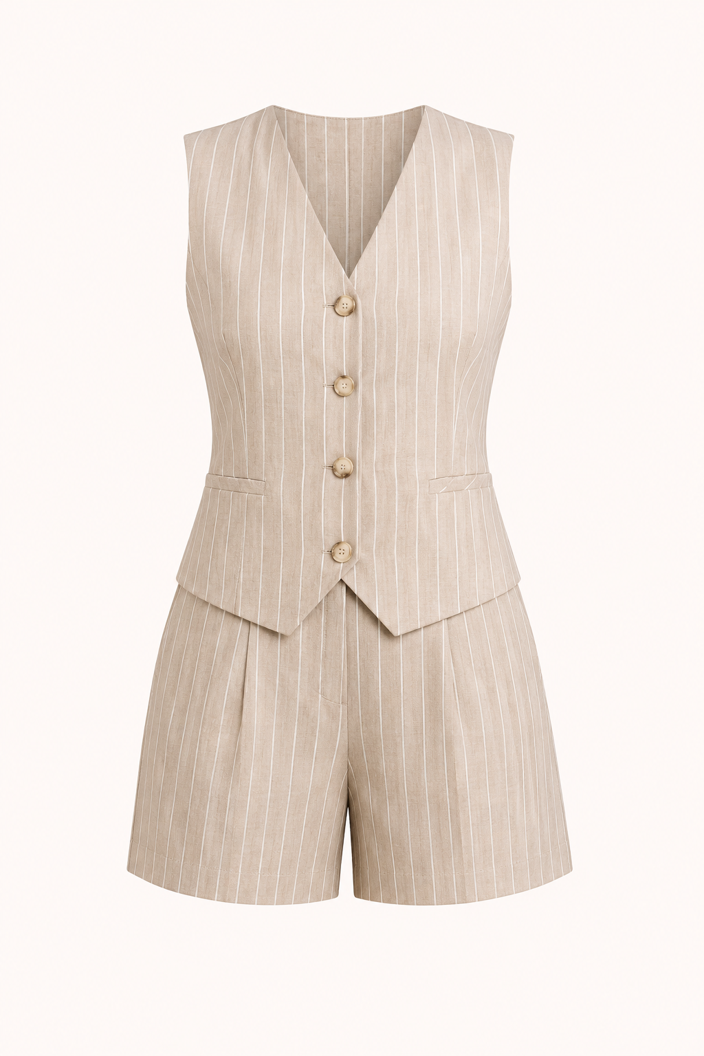 Gestreifte Damenweste und hochgeschlossene Shorts - Pinny