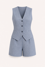 Gestreifte Damenweste und hochgeschlossene Shorts - Pinny