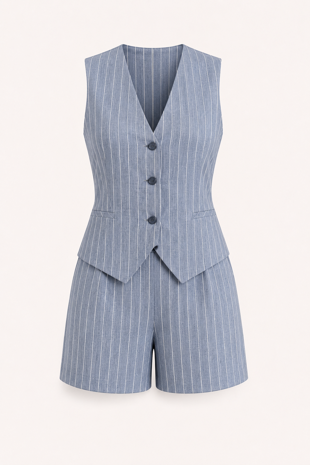 Gestreifte Damenweste und hochgeschlossene Shorts - Pinny