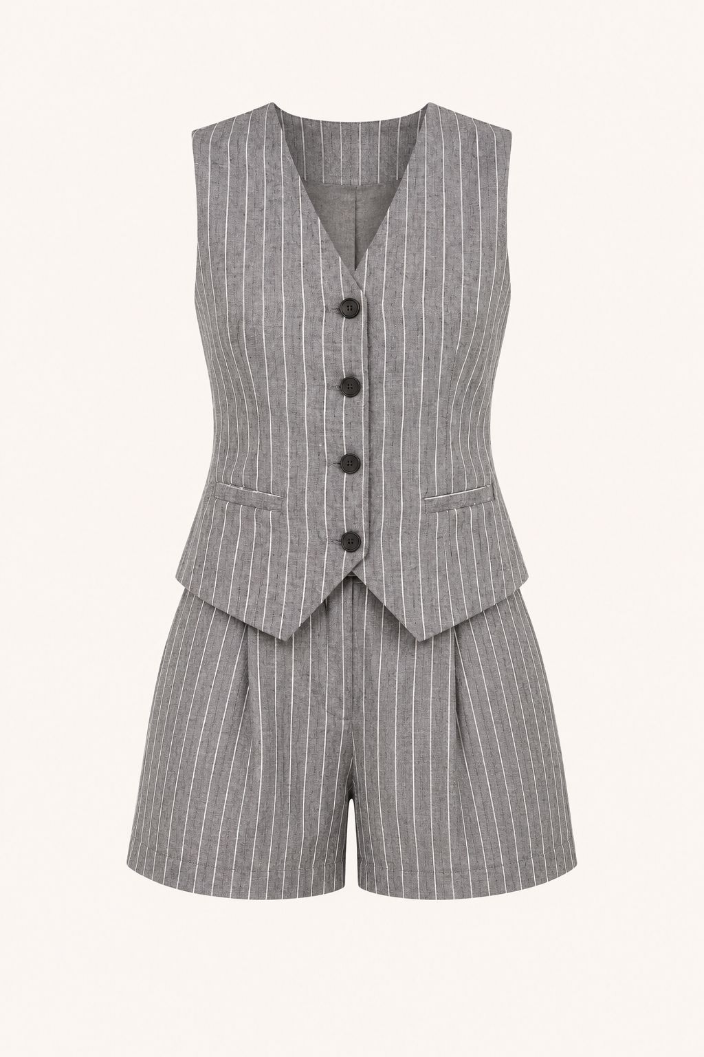 Gestreifte Damenweste und hochgeschlossene Shorts - Pinny