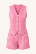 Gestreifte Damenweste und hochgeschlossene Shorts - Pinny