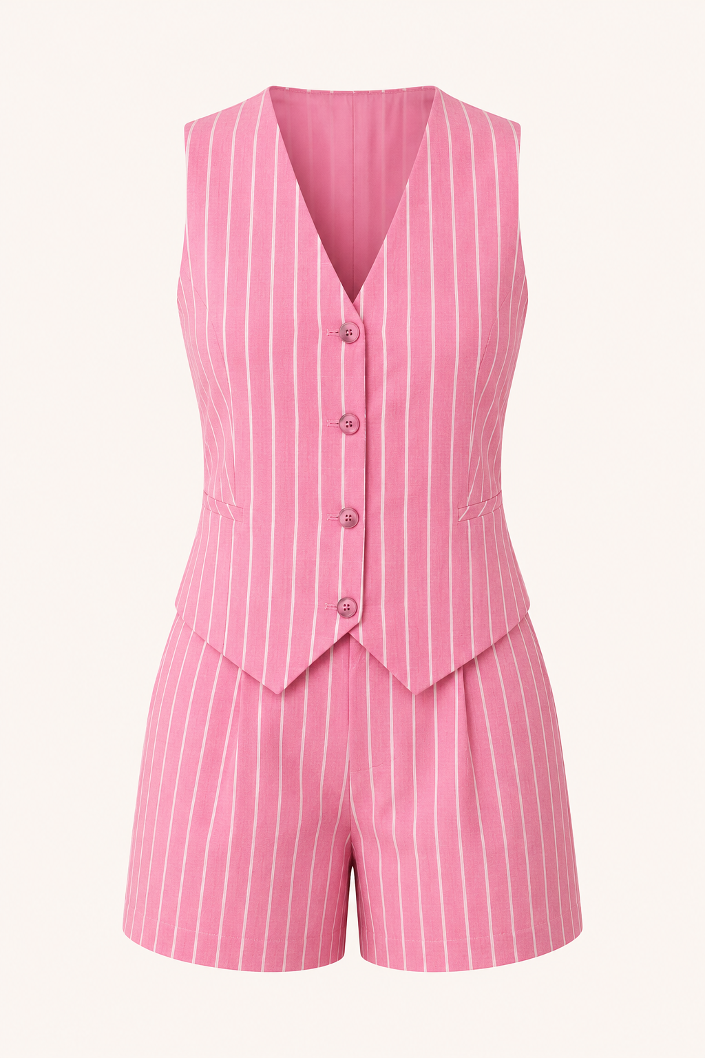Gestreifte Damenweste und hochgeschlossene Shorts - Pinny