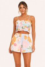 Set aus Stretch-Top und geblümten Shorts für Frauen - Maja