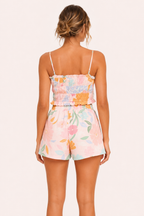 Set aus Stretch-Top und geblümten Shorts für Frauen - Maja