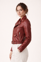 Damenjacke im Bikerstil aus Kunstleder mit schmaler Passform - Greta