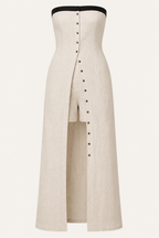 Langes Bandeau-Set aus Leinen mit kurzen Hosen - Senta