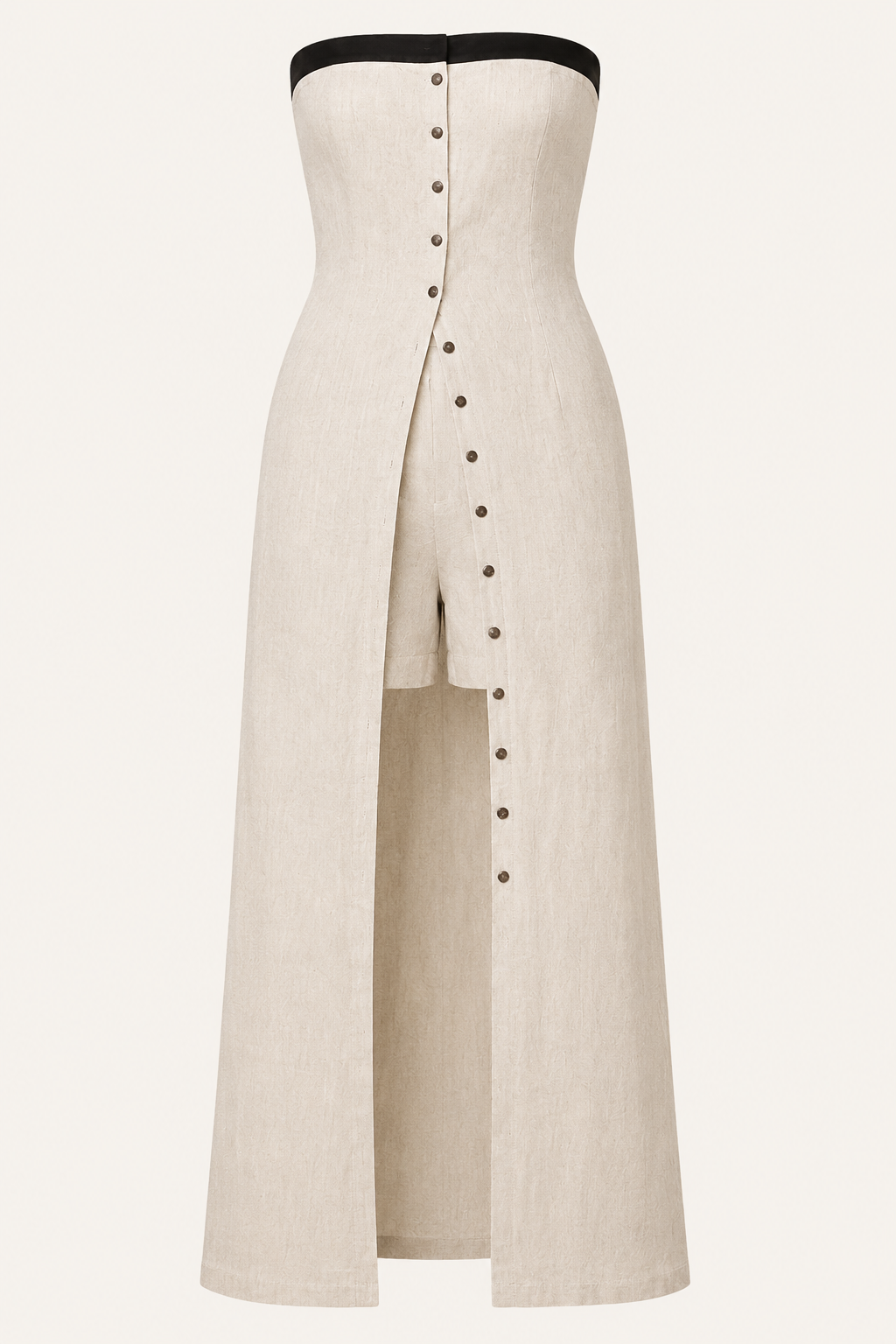 Langes Bandeau-Set aus Leinen mit kurzen Hosen - Senta