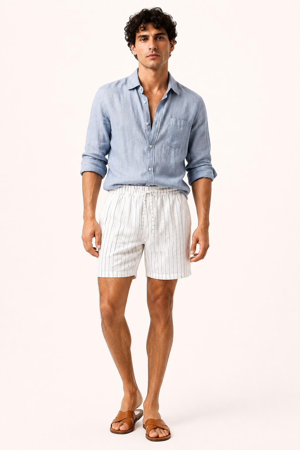 Freizeitshorts aus Leinen mit elastischem Kordelzug für Herren - Levin