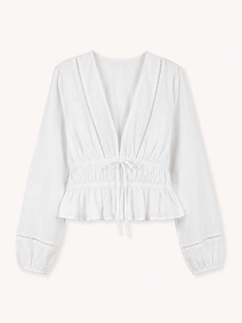 Damenbluse mit V-Ausschnitt und Schleife - Vera