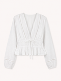 Damenbluse mit V-Ausschnitt und Schleife - Vera