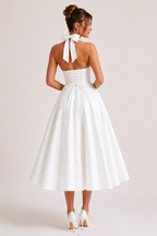 Midikleid Neckholder Frau elegant weitem Rock - Elodie