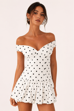 Kurzes Kleid mit Polka Dots schulterfrei - Mila