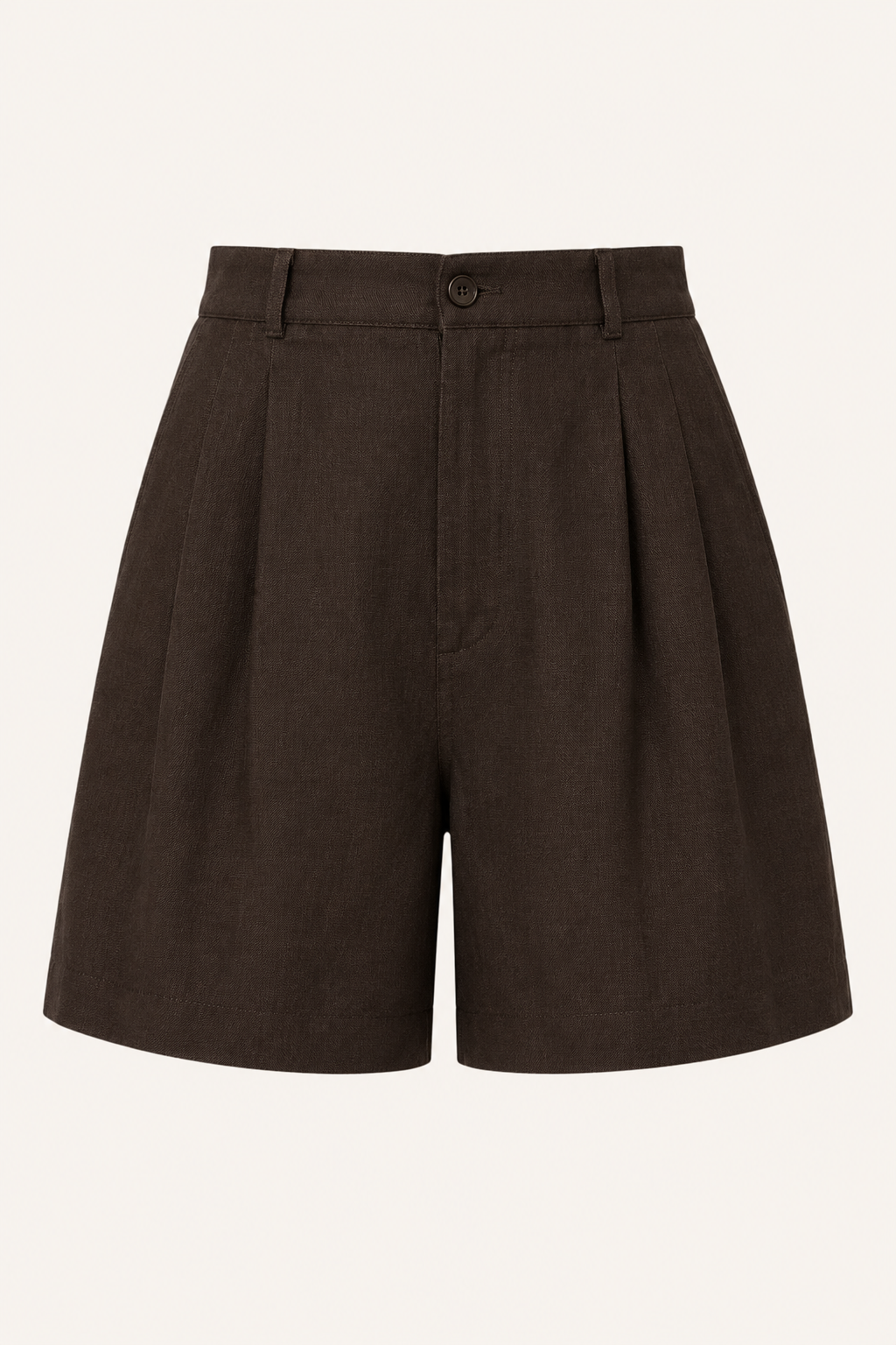 Damen-Shorts aus Leinen und Baumwolle mit hoher Leibhöhe und Abnähern – Holly