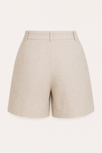 Damen-Shorts aus Leinen und Baumwolle mit hoher Leibhöhe und Abnähern – Holly