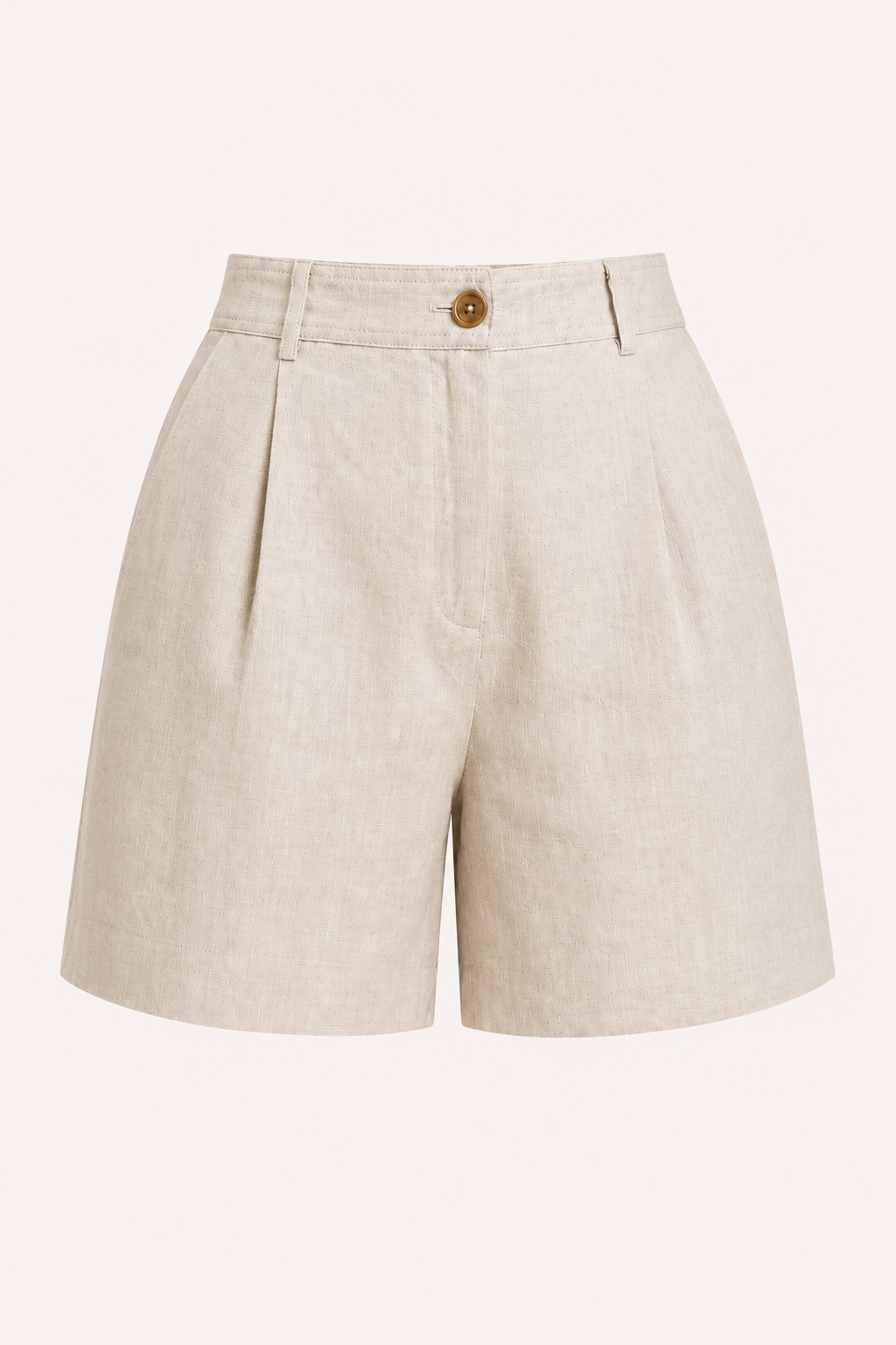 Damen-Shorts aus Leinen und Baumwolle mit hoher Leibhöhe und Abnähern – Holly