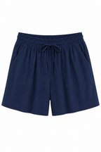 Damen-Shorts aus Leinen und Baumwolle mit elastischem Bund und Kordelzug – Anja