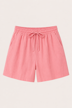 Damen-Shorts aus Leinen und Baumwolle mit elastischem Bund und Kordelzug – Anja