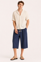 Herren-Cropped-Hose mit elastischem Bund und Kordelzug – Alfie