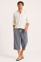 Herren-Cropped-Hose mit elastischem Bund und Kordelzug – Alfie