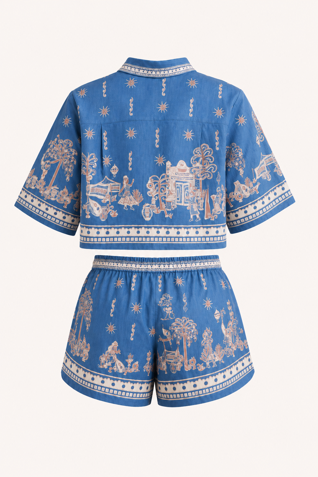 Boho-Set für Damen mit gemusterter Bluse und Shorts – Valeria