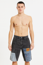 Bermudashorts aus Denim mit Patchworkmuster für Männer - Urban Edge