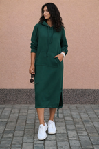 Langes Sweatshirt-Kleid mit Kapuze für Frauen - Lina