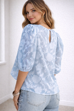 Geblümte Damenbluse mit Puffärmeln - Kaia