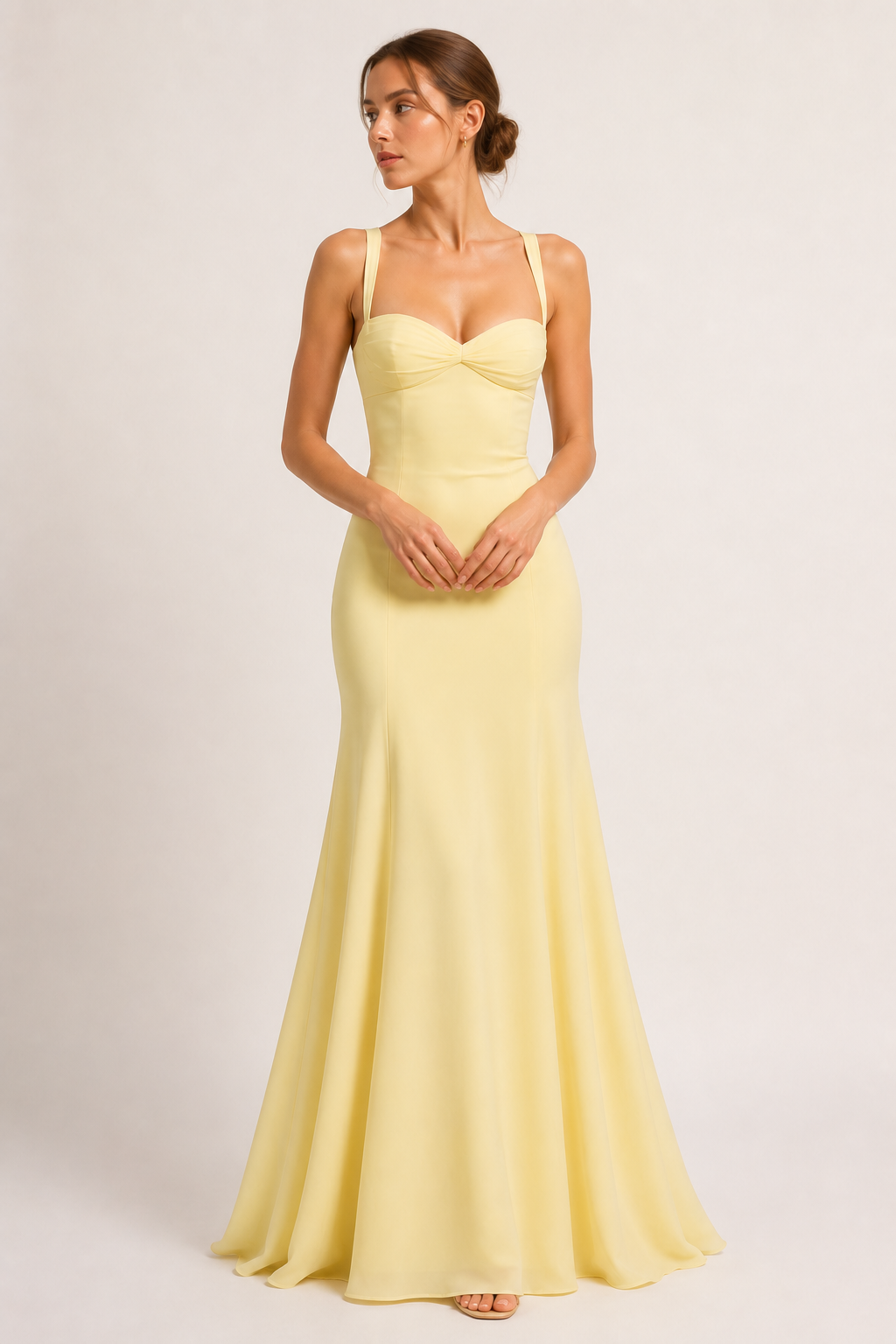 Maxikleid für Hochzeitsgäste mit Herzausschnitt und ausgestelltem Rock – Ingrid