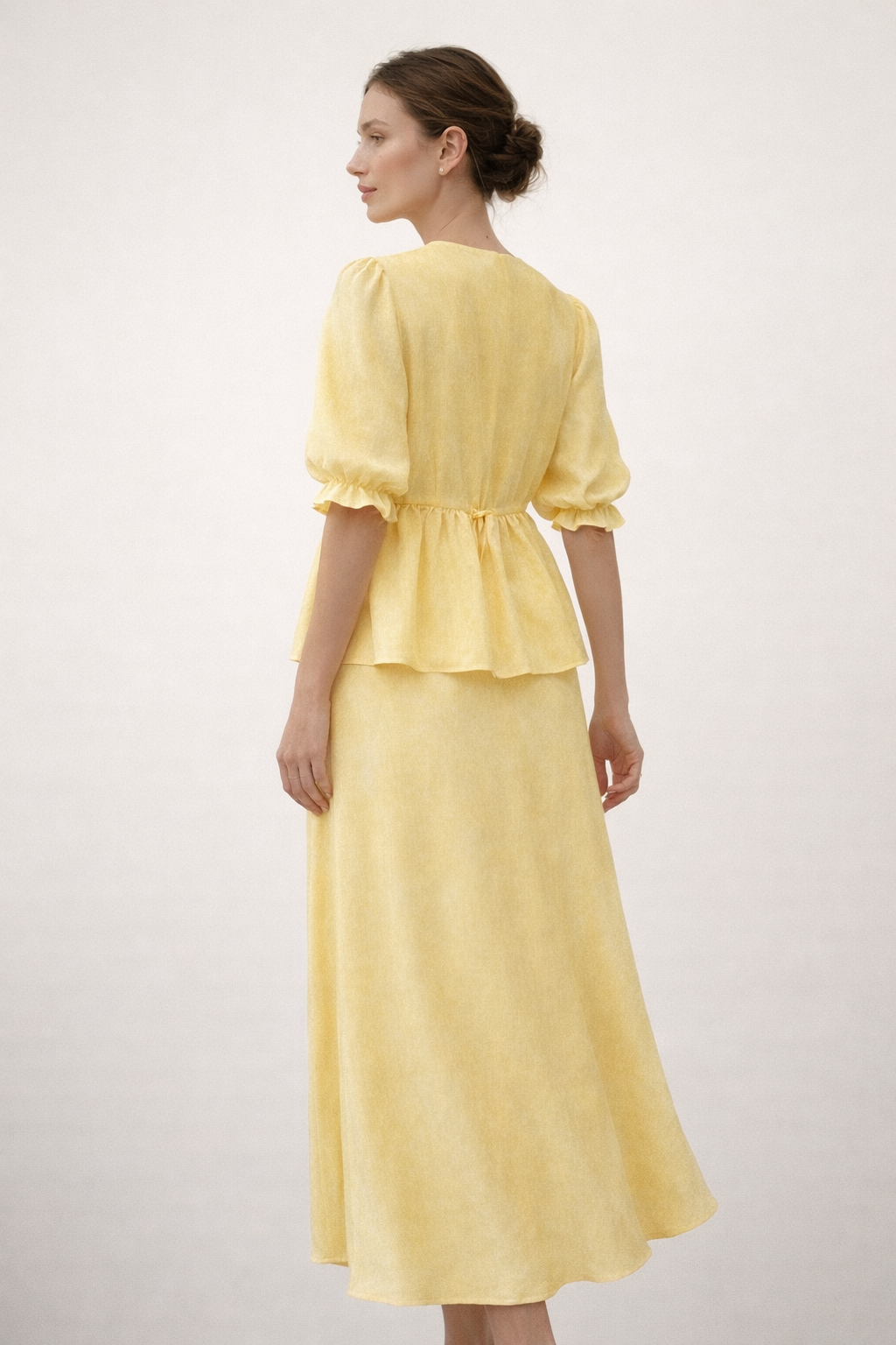 Damenset aus Bluse mit Puffärmeln und langem Rock - Emilia