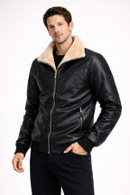 Herrenjacke in Lederoptik mit Innenfutter - Rethan