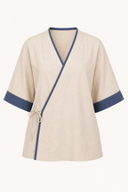 Damen-Kimono-Kreuzbluse mit Paspelierung - Frida